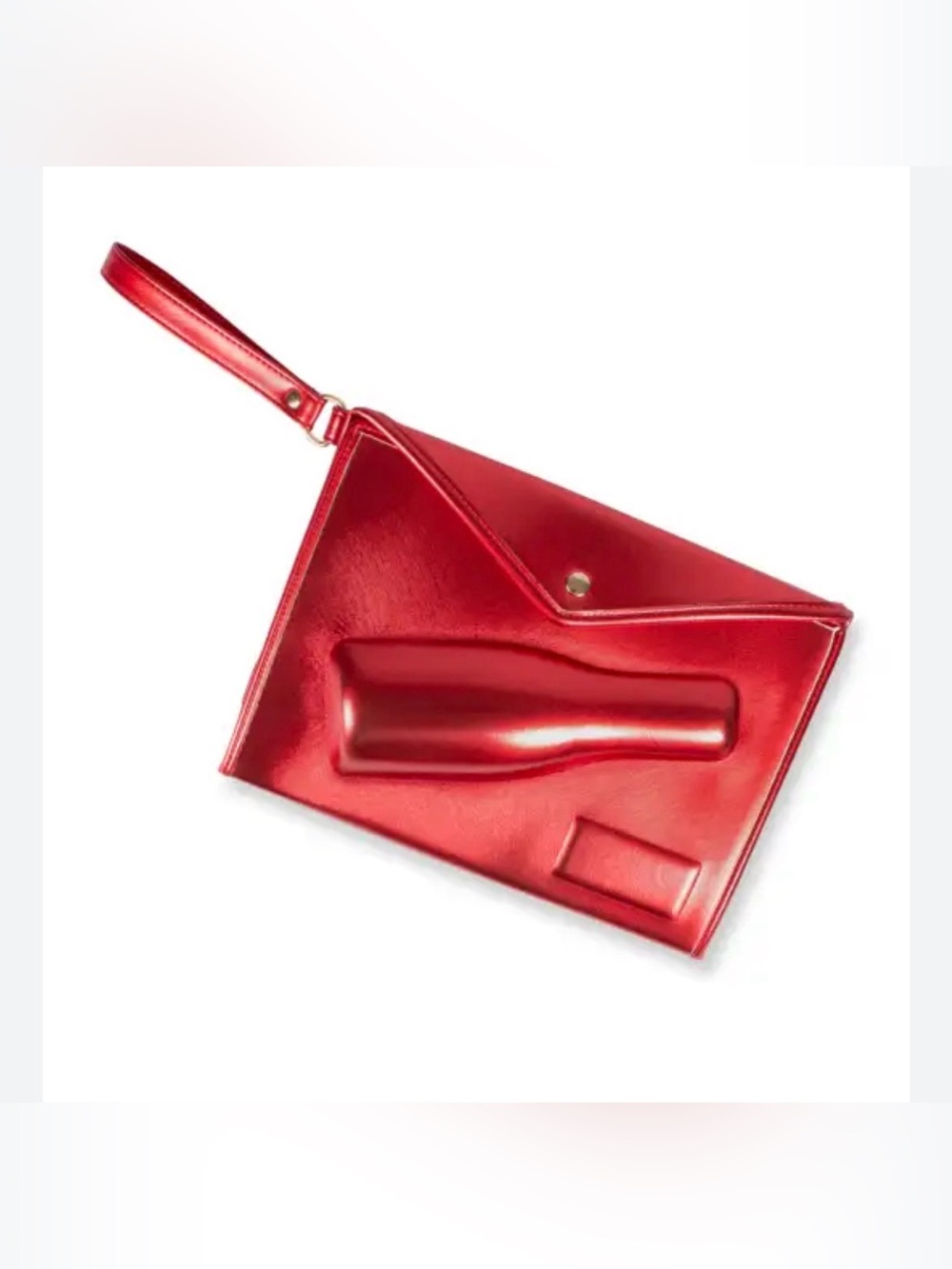 8 Oak Lane Metallic Red Wine Carrier Clutch - Stylish Bottle Case Neiman Marcus - Picture 3 of 6